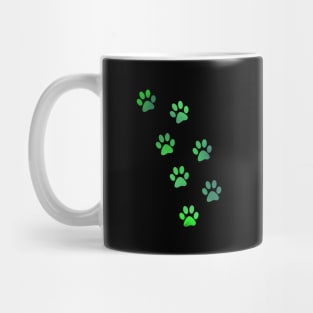 Green Watercolour Paw Prints Mug